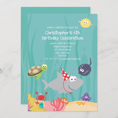 Cute Under The Sea Birthday Invitation