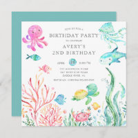 Cute Under the Sea Birthday  Invitation