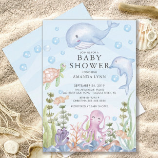 Cute Under the Sea Boy Baby Shower Invitation