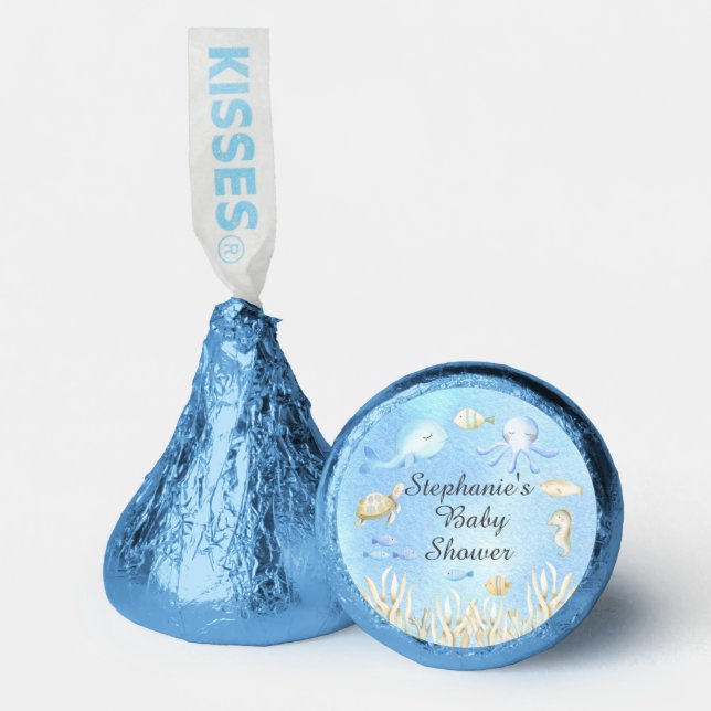 Cute Under the Sea Boys Baby Shower Hershey®'s Kisses® (Front)