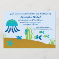 Cute under the sea boy's birthday party invitation