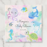 cute under the sea creatures baby shower favor tags