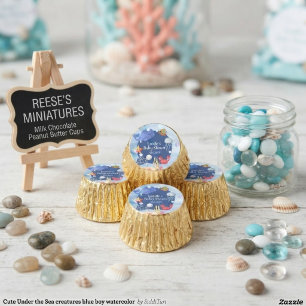 Cute Under the Sea creatures blue boy watercolor Reese's Peanut Butter Cups