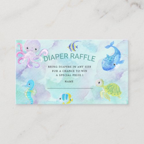 cute under the sea diaper raffle ticket enclosure card