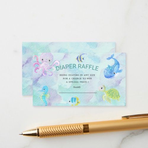 Cute Under the Sea Diaper Raffle Ticket Enclosure Card