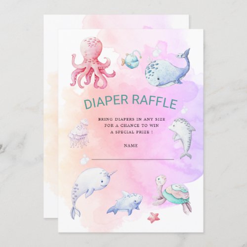 Cute Under the Sea Diaper Raffle Ticket Invitation