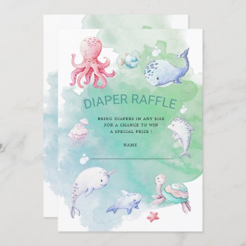 Cute Under the Sea Diaper Raffle Ticket Invitation