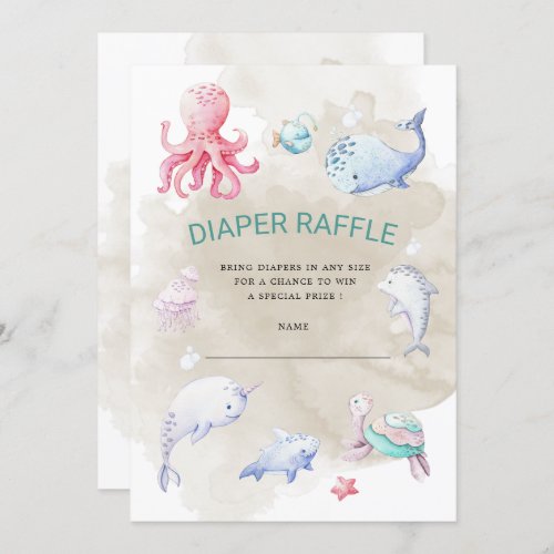 Cute Under the Sea Diaper Raffle Ticket Invitation