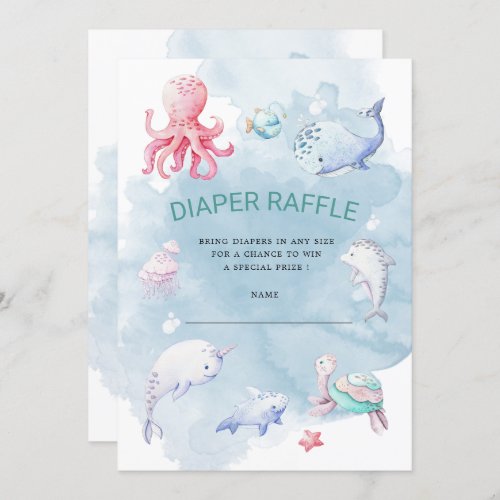 Cute Under the Sea Diaper Raffle Ticket Invitation