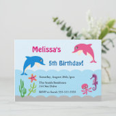Cute Under the Sea Dolphin Birthday Party Invite (Standing Front)
