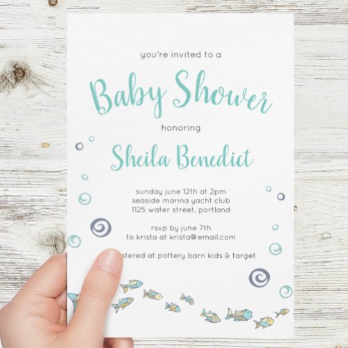 Cute Under The Sea Fish Baby Shower Invitation