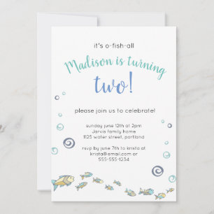 Cute Under The Sea Fish Birthday Invitation