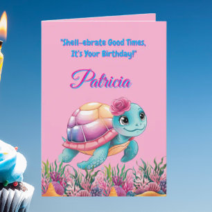 Cute Under The Sea Floral Sea Turtle Birthday Card