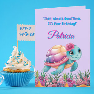 Cute Under The Sea Floral Sea Turtle Birthday Card