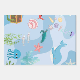 Cute Under the Sea Friends Wrapping Paper Sheets