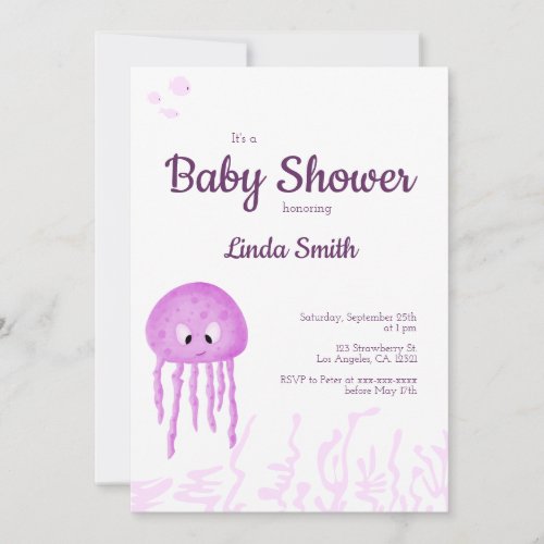 Cute Under the Sea Girl Baby Shower Invitation