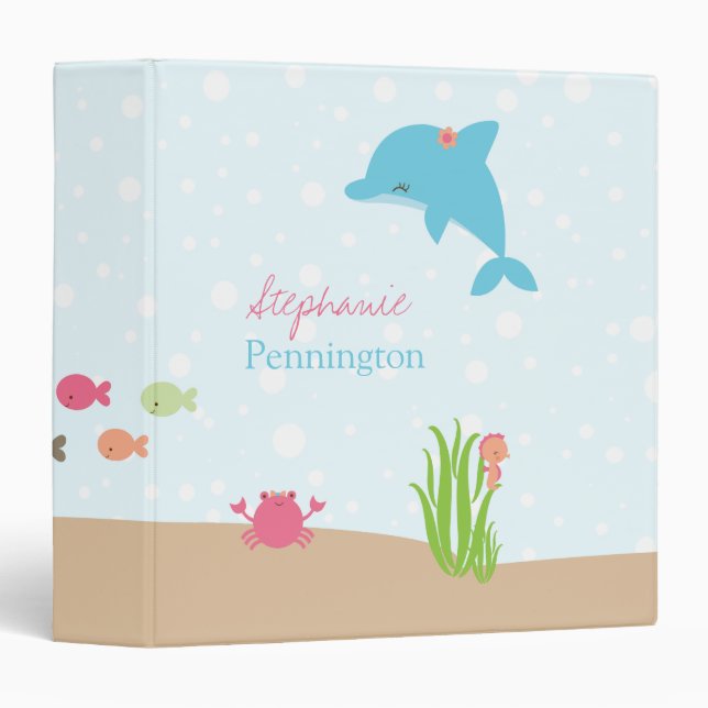 Cute under the Sea girls personalized binder (Front/Spine)