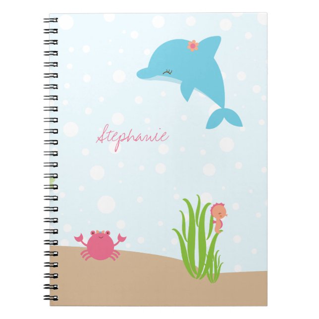 Cute under the Sea girls personalized notebook (Front)