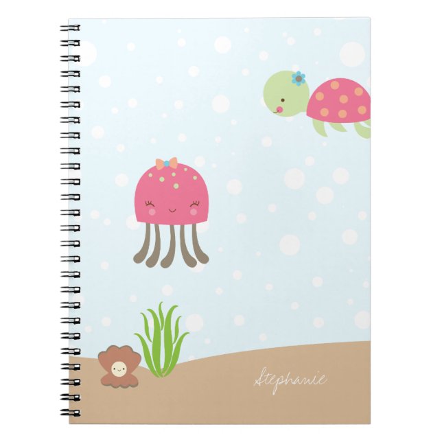 Cute under the Sea girls personalized notebook (Front)