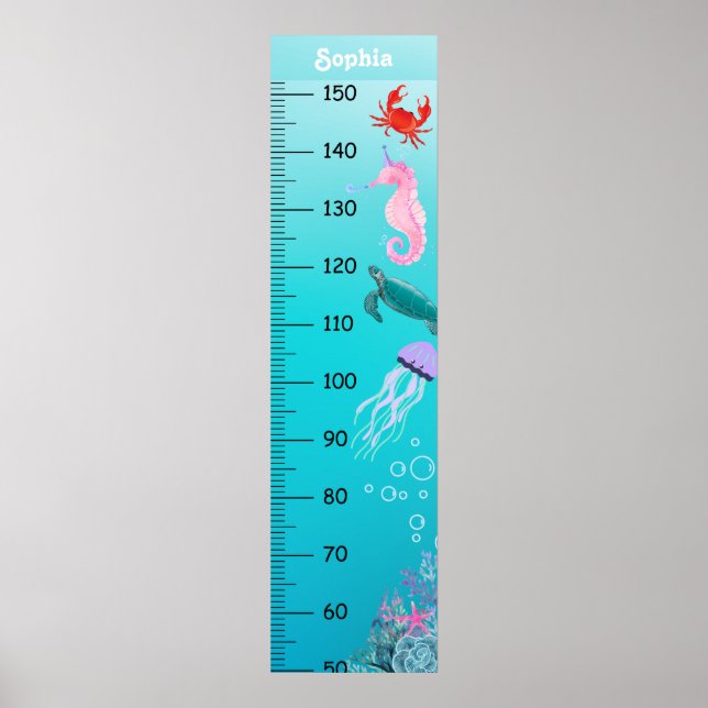 Cute Under The Sea Growth Chart Centimeter (Front)
