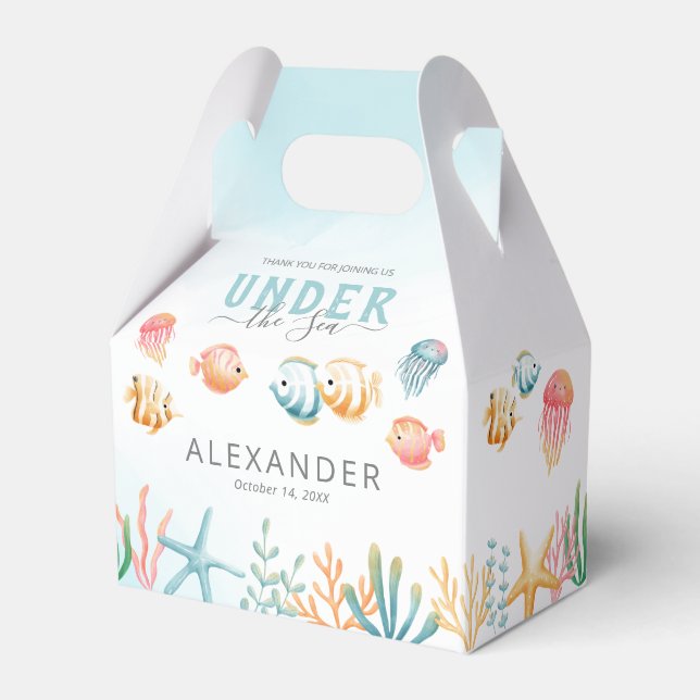 Cute Under the Sea Kids Birthday Favor Box (Front Side)