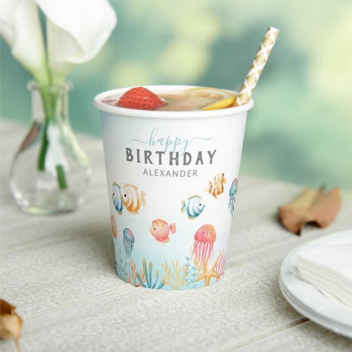 Cute Under the Sea Kids Birthday Paper Cups