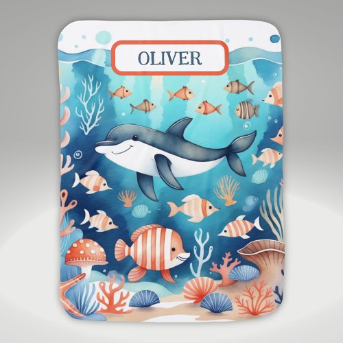 Cute Under the Sea Marine Life Baby Blanket