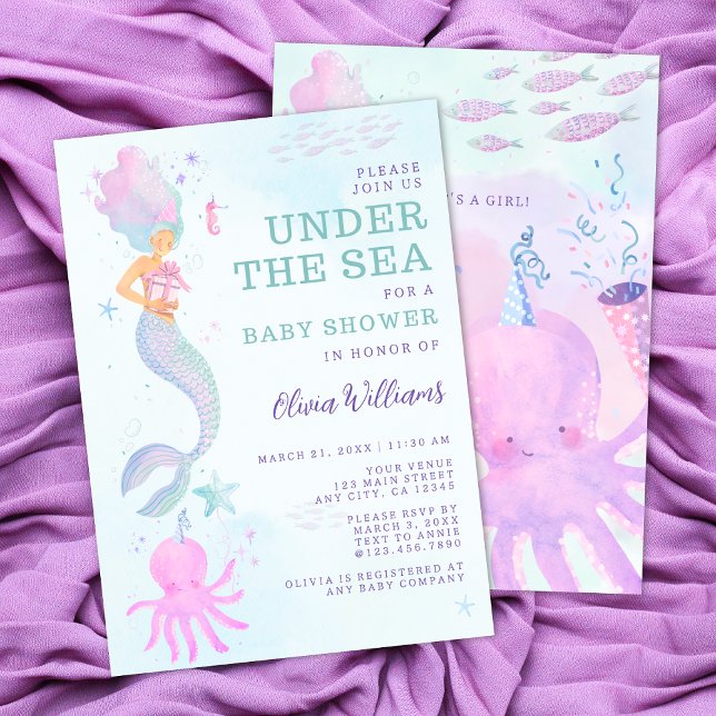 Cute Under the Sea Mermaid Baby Shower Invitation (Creator Uploaded)