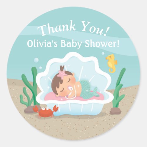 Cute Under the Sea Mermaid Baby Shower Stickers