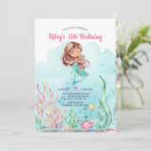 Cute Under the Sea Mermaid Birthday Invitation (Standing Front)