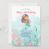 Cute Under the Sea Mermaid Birthday Invitation (Front)