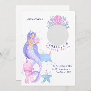 Cute Under the Sea Mermaid Birthday Invitation