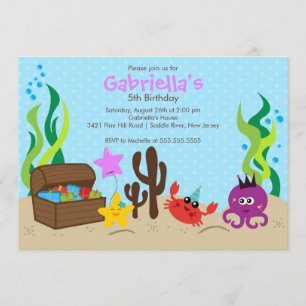 Cute Under the Sea Mermaid Birthday Party Invitation