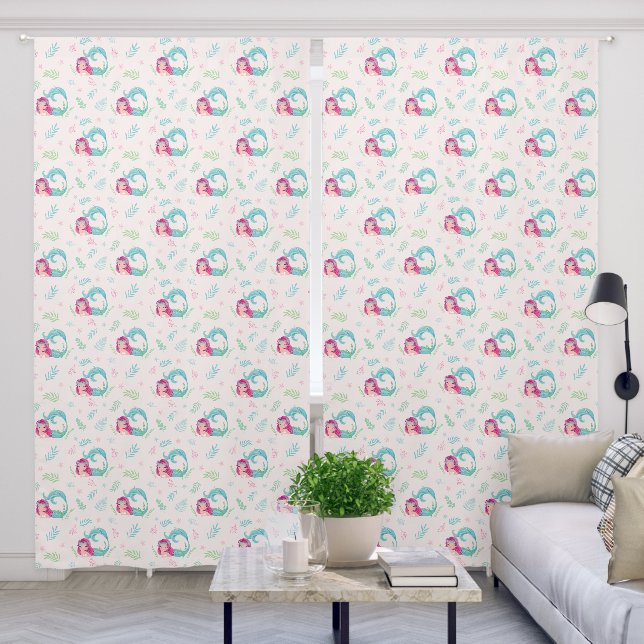 Cute Under the Sea Mermaid Blush Pink Nursery Blackout Curtains (Living Room)