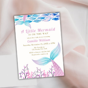 Cute Under The Sea Mermaid Tail Baby Shower Invitation