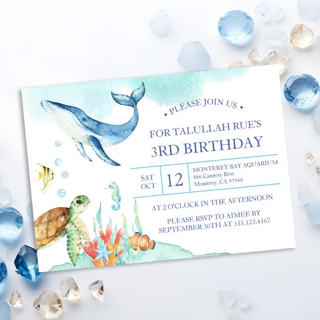 Cute Under the Sea Ocean Animals Birthday Invitation (Creator Uploaded)