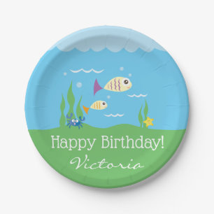 Cute Under the Sea Ocean Aquarium Birthday Party Paper Plates