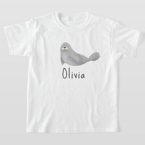 Cute Under the Sea Ocean Seal and Name T_Shirt