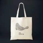 Cute Under the Sea Ocean Seal and Name Tote Bag<br><div class="desc">This cute and modern kids tote bag features an ocean seal illustration. There is also space on the bag to add you own customisation: a name in whimsical typography. The perfect under the sea gift for any child or ocean enthusiast!</div>