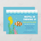 Cute Under the Sea theme Aquarium Birthday Party Invitation (Front/Back)