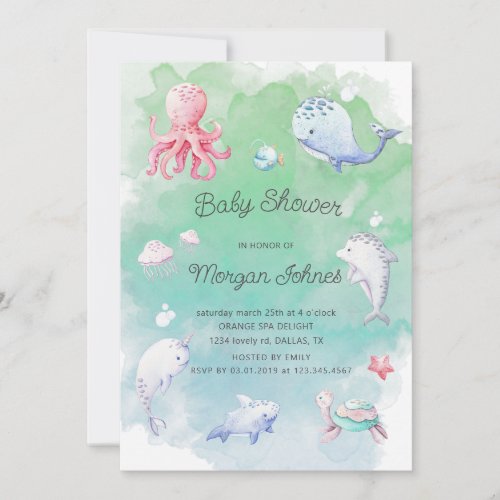 Cute under the sea watercolor Baby Shower