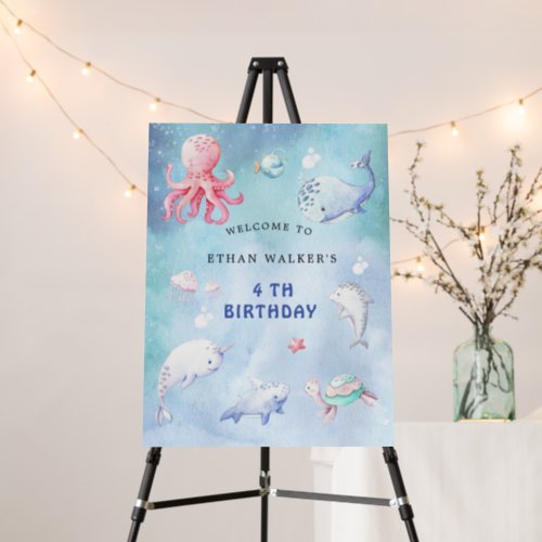 Cute Under the Sea Watercolor Birthday Foam Board