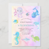 Cute Under the Sea Watercolor Birthday Invitation (Front)
