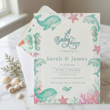 Cute Under the Sea Watercolor Ocean Baby Shower