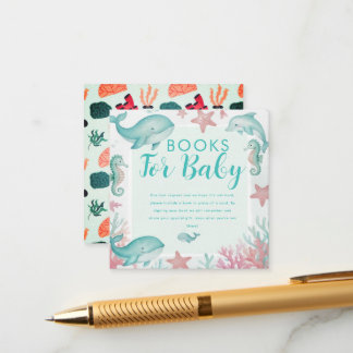 Cute Under the Sea Watercolor Ocean Books for Baby Enclosure Card