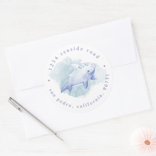 Cute Under the Sea Watercolor Return Address Classic Round Sticker