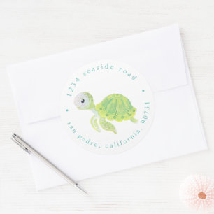 Cute Under the Sea Watercolor Return Address Classic Round Sticker