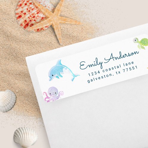 Cute Under the Sea Watercolor Return Address Label