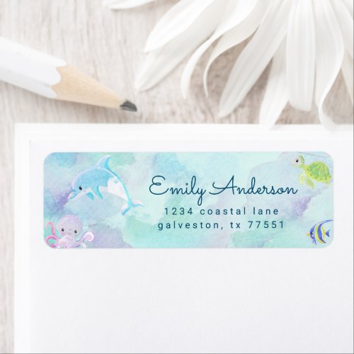 Cute Under the Sea Watercolor Return Address Label