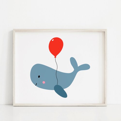 Cute Under the Sea Whale Nursery Art Poster